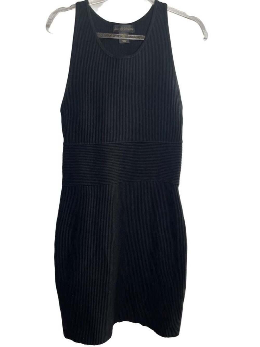 House of Harlow 1960 Women's Black Ribbed Sleeveless Bodycon Mini Dress
